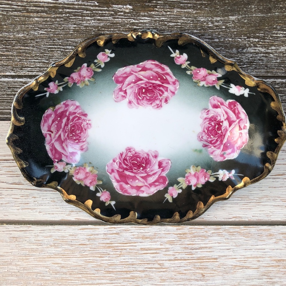 Antique Victorian porcelain hand painted rose dish - Picture 4 of 10